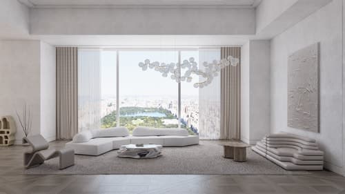 Minimal Neutrals House Tour in NY | 111 West 57th Street | Living Room